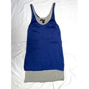 Jay Godfrey Blue Silk Over Grey Cotton Strappy Mini Tank Dress, XSmall, 2